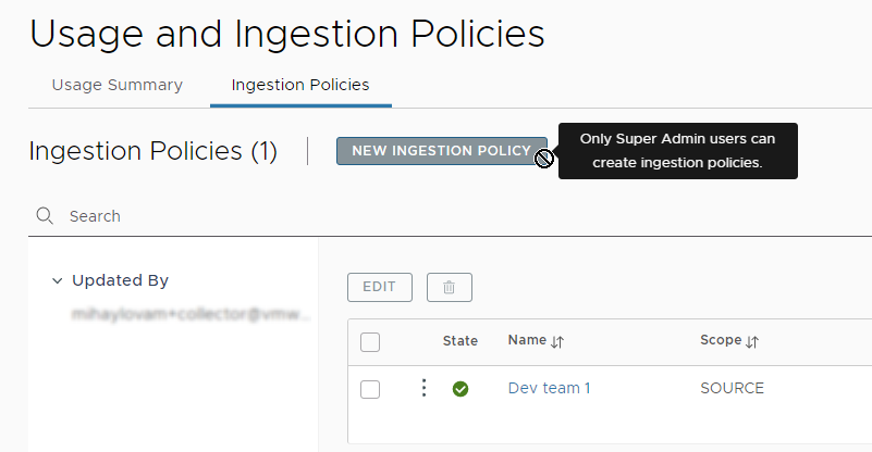 The ingestion policy versions. 