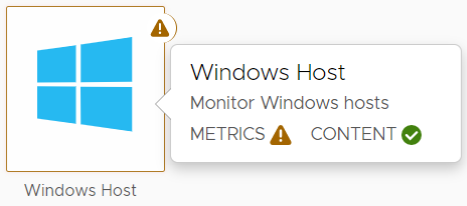 Windows integration state with a Warning sign next to metrics