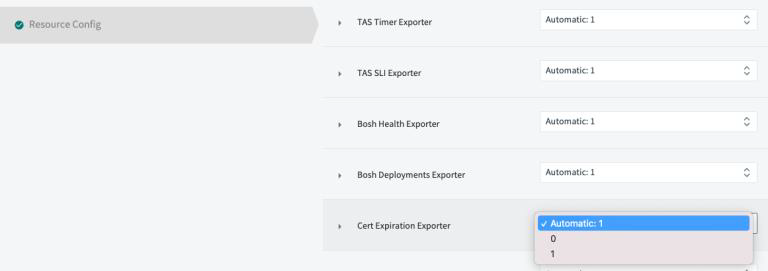 Cert Expiration Exporter is in process of being changed from Automatic to 0
